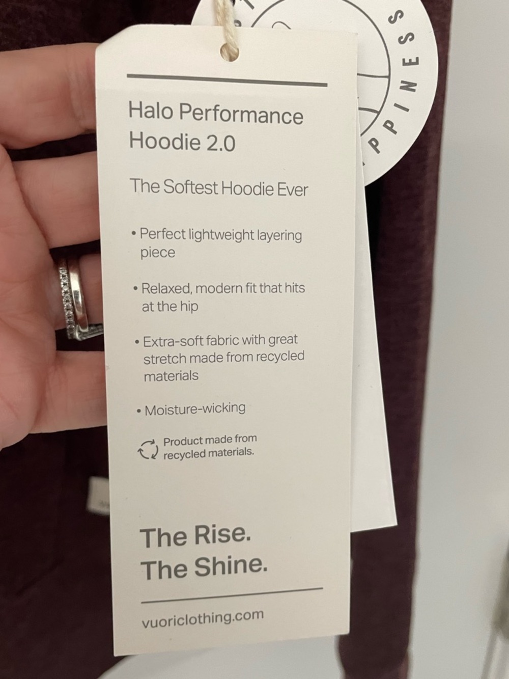 NEW Vuori Women's Halo Performance Hoodie 2.0 RUBY HEATHER Casual Athleisure.  2 - Picture 3 of 5